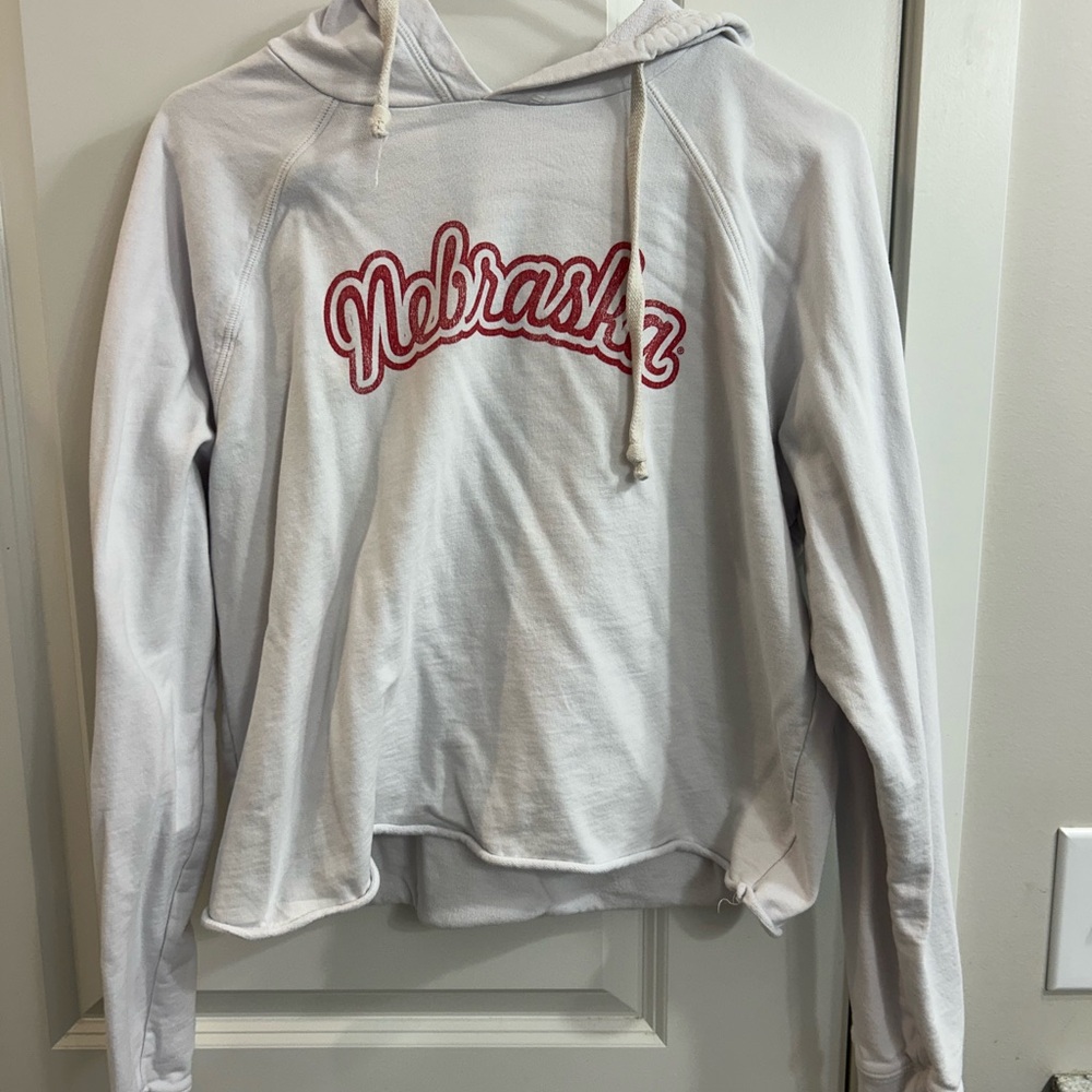 Original Retro Brand White Hoodie with Red Nebraska Logo